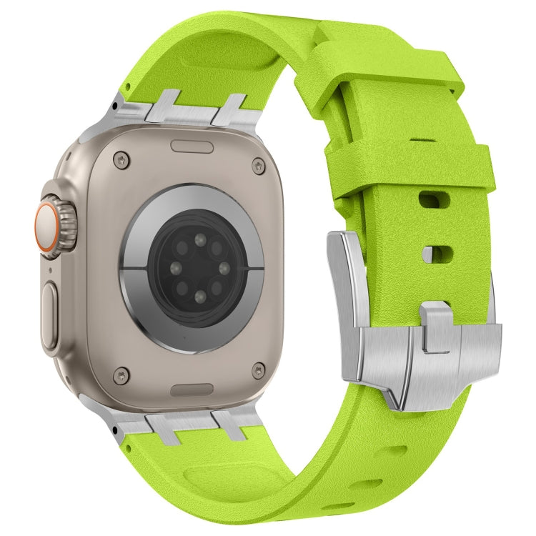 For Apple Watch Series 9 45mm Stone Grain Liquid Silicone Watch Band(Silver Green) - Watch Bands by PMC TechLife | Online Shopping South Africa | PMC TechLife