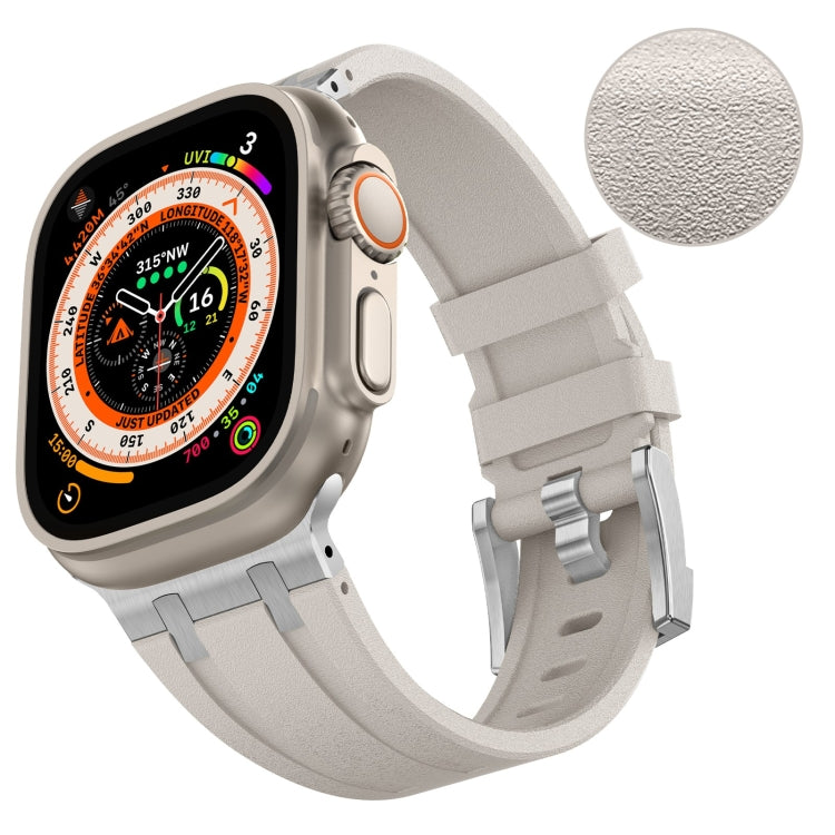 For Apple Watch Series 9 45mm Stone Grain Liquid Silicone Watch Band(Silver Starlight) - Watch Bands by PMC Jewellery | Online Shopping South Africa | PMC Jewellery