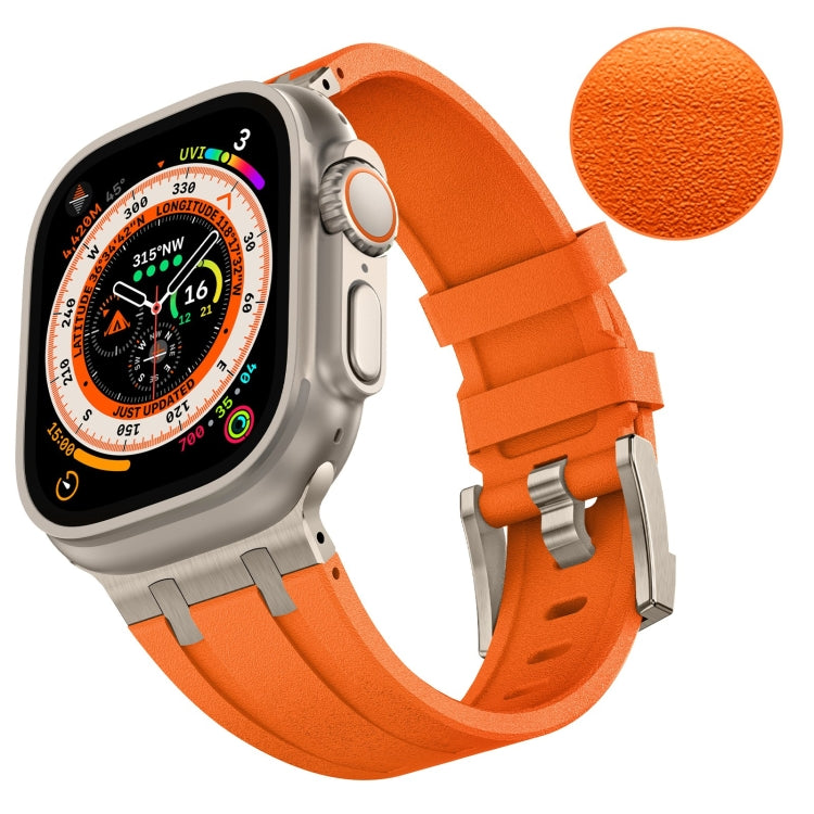 For Apple Watch Ultra 49mm Stone Grain Liquid Silicone Watch Band(Titanium Orange) - Watch Bands by PMC Jewellery | Online Shopping South Africa | PMC Jewellery