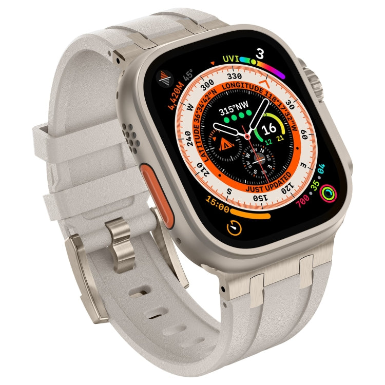 For Apple Watch SE 2022 44mm Stone Grain Liquid Silicone Watch Band(Titanium Starlight) - Watch Bands by PMC Jewellery | Online Shopping South Africa | PMC Jewellery