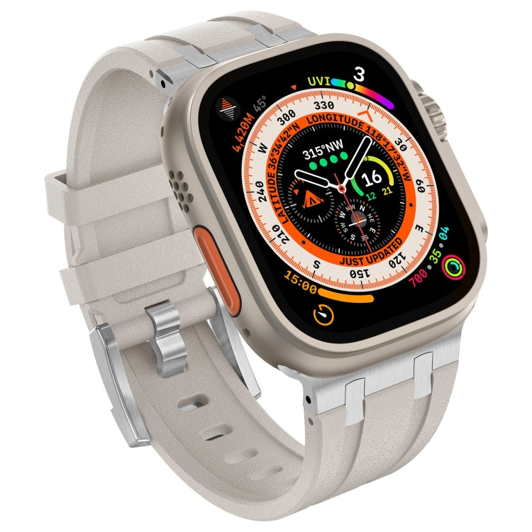 For Apple Watch SE 2022 44mm Stone Grain Liquid Silicone Watch Band(Silver Starlight) - Watch Bands by PMC TechLife | Online Shopping South Africa | PMC TechLife
