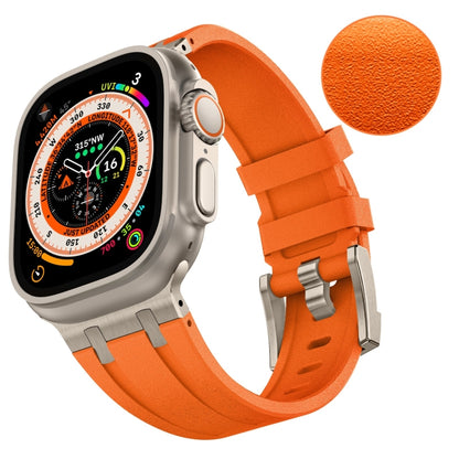 For Apple Watch Series 7 45mm Stone Grain Liquid Silicone Watch Band(Titanium Orange) - Watch Bands by PMC Jewellery | Online Shopping South Africa | PMC Jewellery