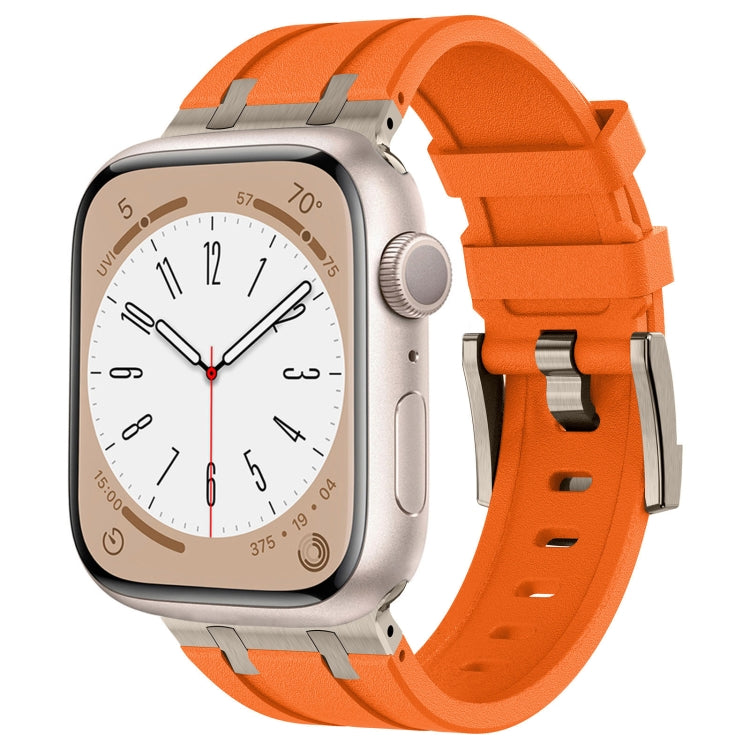 For Apple Watch Series 6 44mm Stone Grain Liquid Silicone Watch Band(Titanium Orange) - Watch Bands by PMC TechLife | Online Shopping South Africa | PMC TechLife
