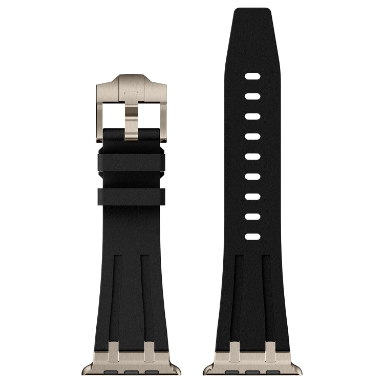 For Apple Watch Series 6 44mm Stone Grain Liquid Silicone Watch Band(Titanium Black) - Watch Bands by PMC TechLife | Online Shopping South Africa | PMC TechLife