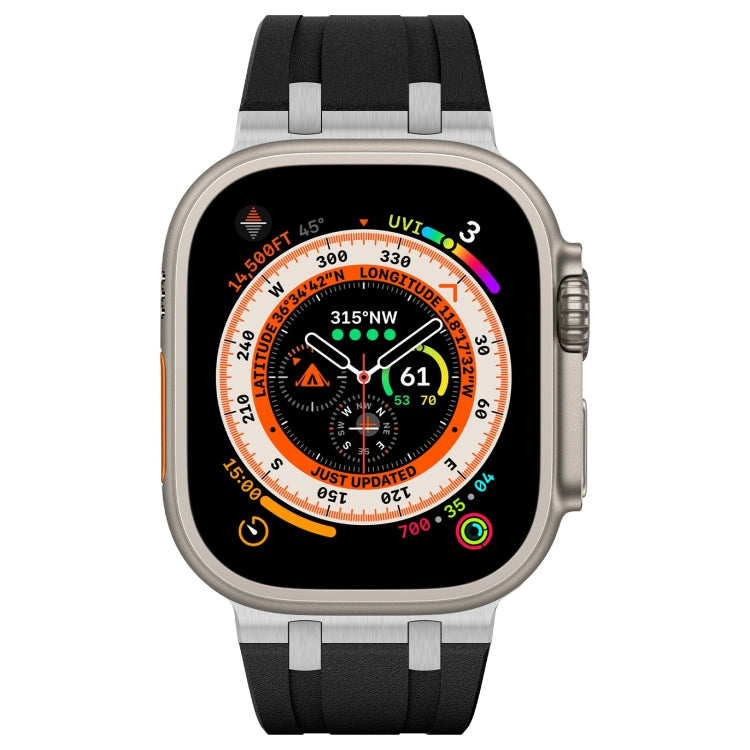 For Apple Watch Series 6 44mm Stone Grain Liquid Silicone Watch Band(Silver Black) - Watch Bands by PMC TechLife | Online Shopping South Africa | PMC TechLife