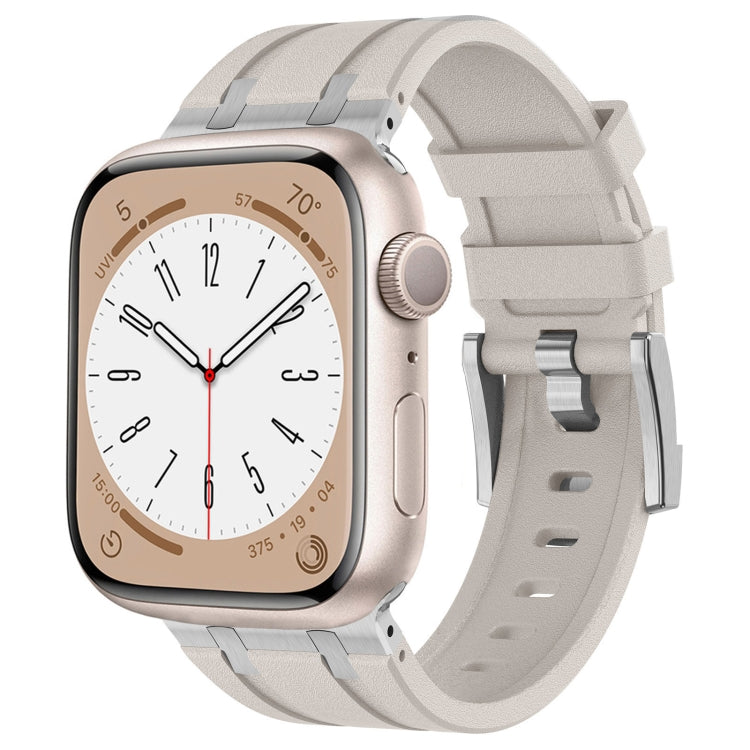 For Apple Watch Series 6 44mm Stone Grain Liquid Silicone Watch Band(Silver Starlight) - free shipping - PMC TechLife - Order now!