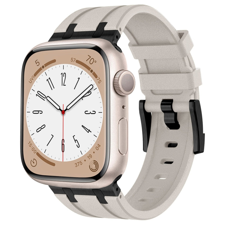 For Apple Watch Series 5 44mm Stone Grain Liquid Silicone Watch Band(Black Starlight) - Watch Bands by PMC TechLife | Online Shopping South Africa | PMC TechLife