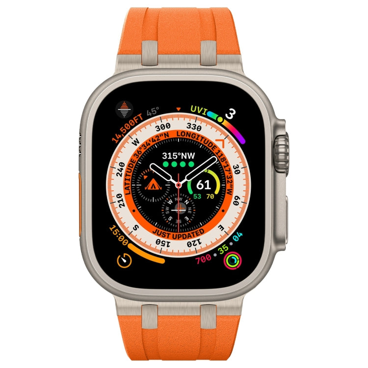 For Apple Watch Series 5 44mm Stone Grain Liquid Silicone Watch Band(Titanium Orange) - free shipping - PMC TechLife - Order now!