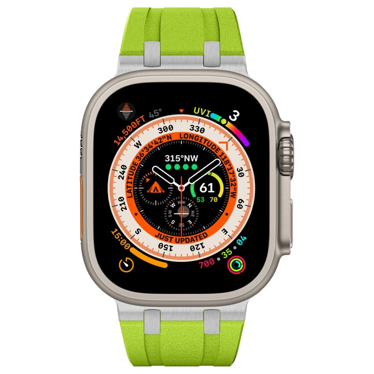 For Apple Watch Series 5 44mm Stone Grain Liquid Silicone Watch Band(Silver Green) - Watch Bands by PMC Jewellery | Online Shopping South Africa | PMC Jewellery