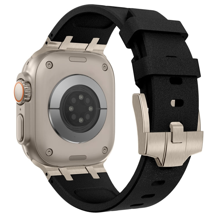 For Apple Watch Series 4 44mm Stone Grain Liquid Silicone Watch Band(Titanium Black) - Watch Bands by PMC TechLife | Online Shopping South Africa | PMC TechLife