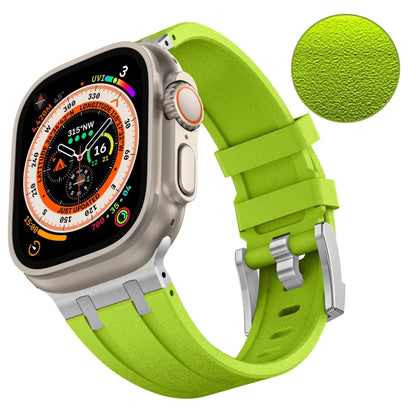 For Apple Watch Series 2 42mm Stone Grain Liquid Silicone Watch Band(Silver Green) - Watch Bands by PMC Jewellery | Online Shopping South Africa | PMC Jewellery