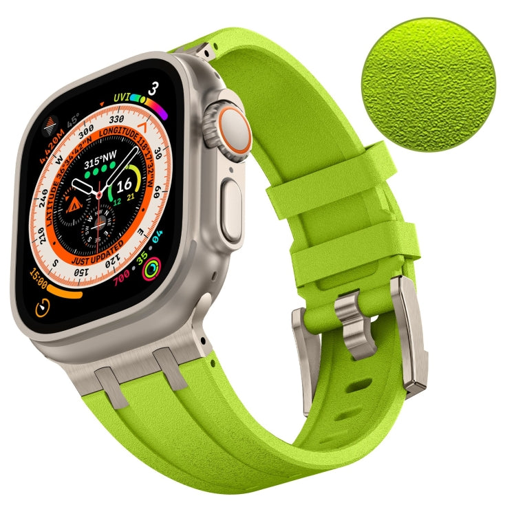 For Apple Watch 42mm Stone Grain Liquid Silicone Watch Band(Titanium Green) - Watch Bands by PMC Jewellery | Online Shopping South Africa | PMC Jewellery