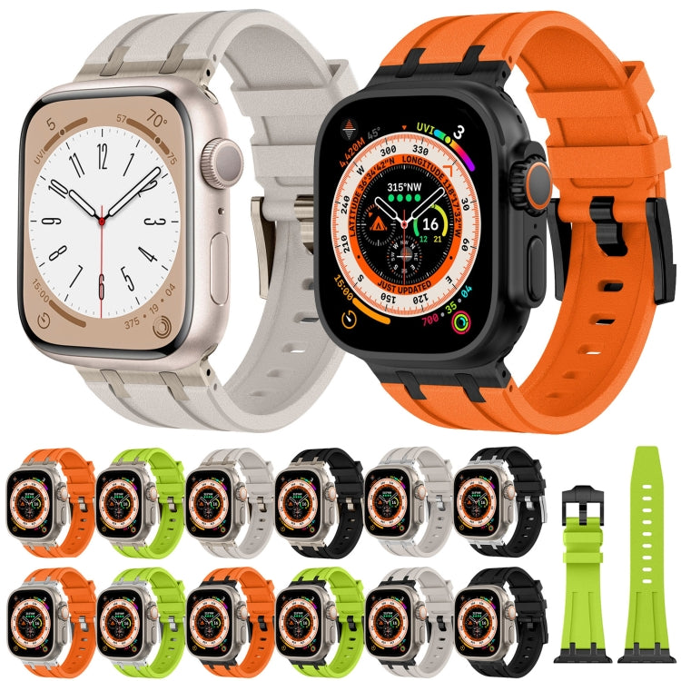 For Apple Watch Series 9 45mm Stone Grain Liquid Silicone Watch Band(Titanium Black) - Watch Bands by PMC TechLife | Online Shopping South Africa | PMC TechLife