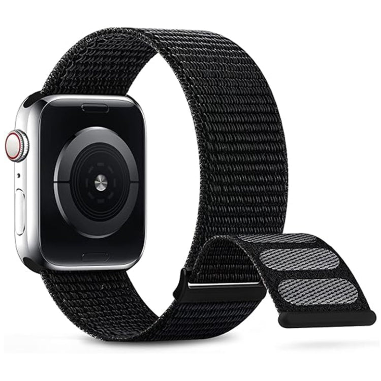 For Apple Watch Series 9 45mm Dual Hook and Loop Nylon Watch Band(Dark Black) - Watch Bands by PMC TechLife | Online Shopping South Africa | PMC TechLife