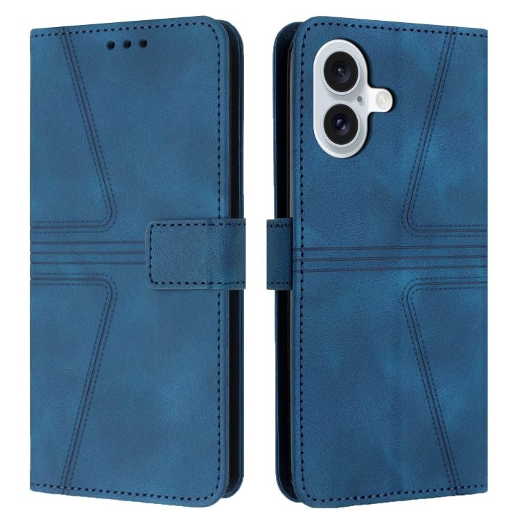 For iPhone 16 Plus Triangle Solid Color Leather Phone Case(Blue) - iPhone 16 Plus Cases by PMC TechLife | Online Shopping South Africa | PMC TechLife | Buy Now Pay Later Mobicred