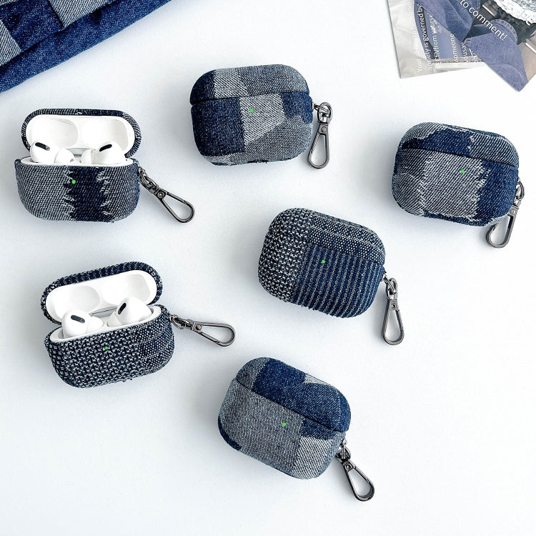 For AirPods 3 Stitching Denim Cloth Bluetooth Earphone Protective Case(Rhombus) - For AirPods 3 by PMC Jewellery | Online Shopping South Africa | PMC Jewellery | Buy Now Pay Later Mobicred