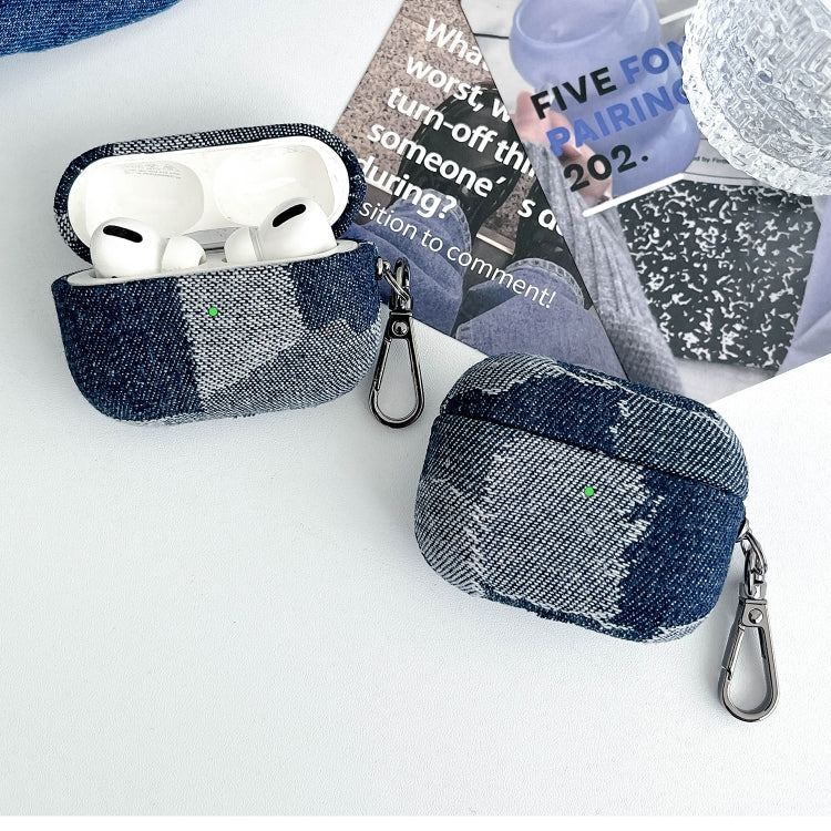 For AirPods Pro Stitching Denim Cloth Bluetooth Earphone Protective Case(Dark Color Irregular) - For AirPods Pro by PMC Jewellery | Online Shopping South Africa | PMC Jewellery | Buy Now Pay Later Mobicred