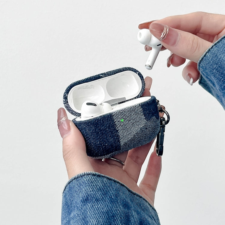 For AirPods Pro 2 Stitching Denim Cloth Bluetooth Earphone Protective Case(Dark Color Lightning) - For AirPods Pro 2 by PMC Jewellery | Online Shopping South Africa | PMC Jewellery | Buy Now Pay Later Mobicred