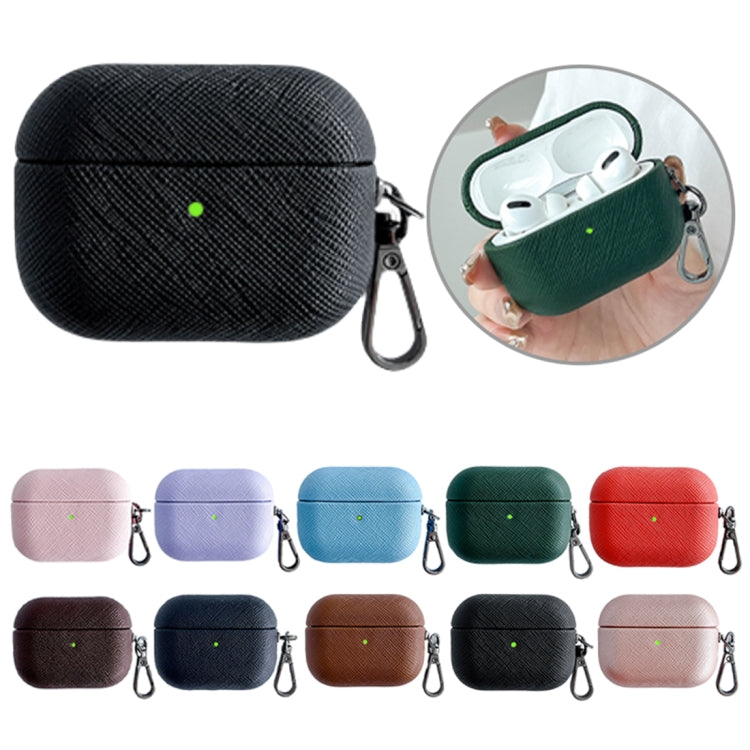 For AirPods 3 Cross Texture PU Leather Bluetooth Earphone Protective Case(Brown) - For AirPods 3 by PMC Jewellery | Online Shopping South Africa | PMC Jewellery | Buy Now Pay Later Mobicred