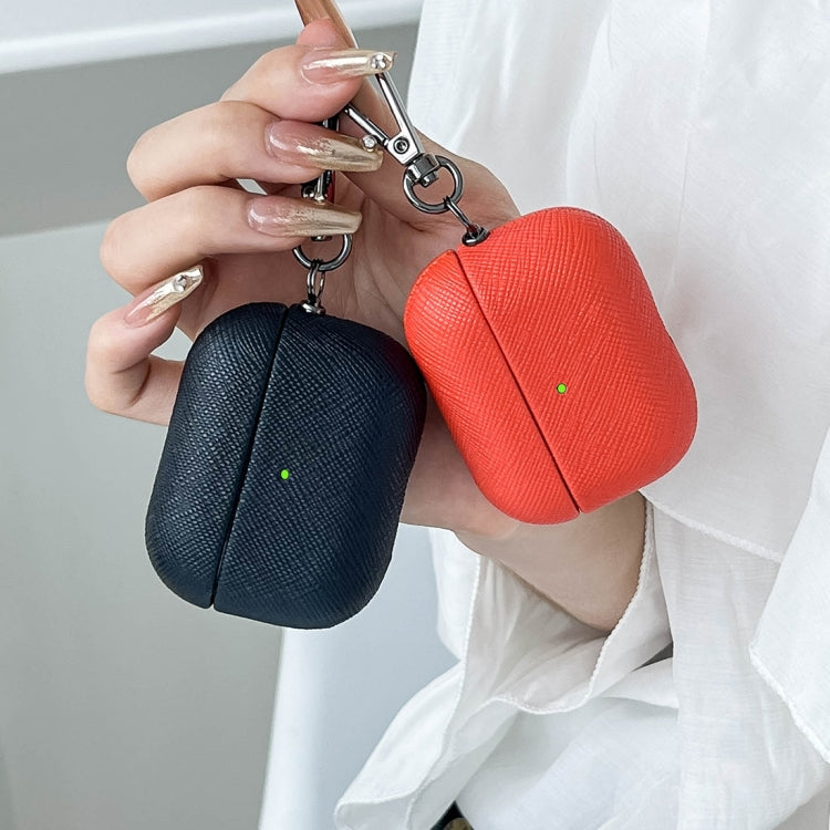 For AirPods 3 Cross Texture PU Leather Bluetooth Earphone Protective Case(Rose Gold) - For AirPods 3 by PMC Jewellery | Online Shopping South Africa | PMC Jewellery | Buy Now Pay Later Mobicred