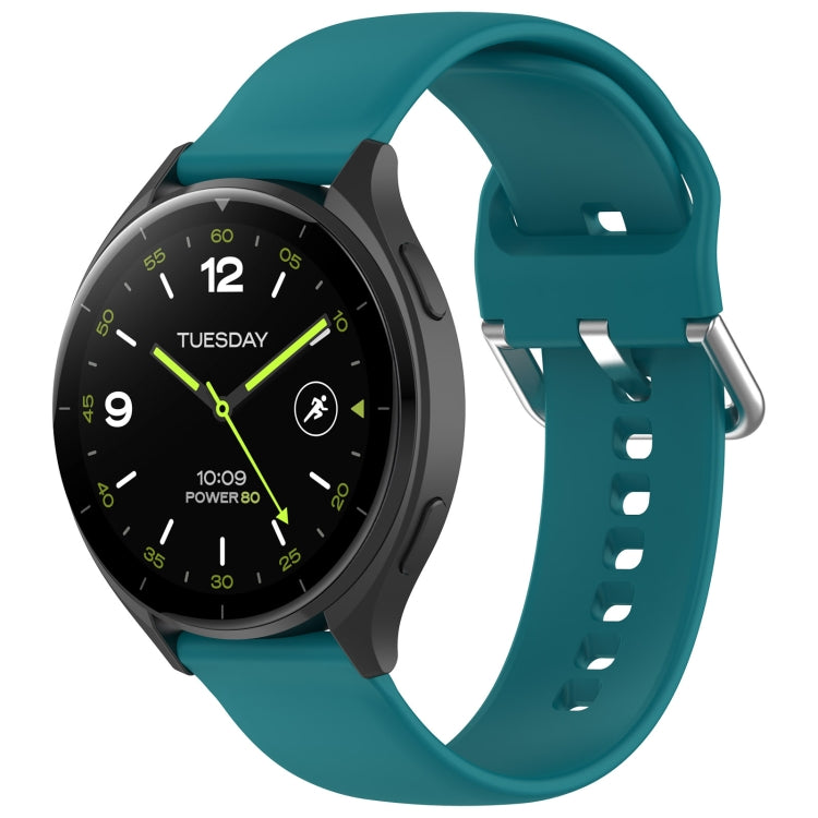 For Xiaomi Watch 2 Solid Color Metal Silver Buckle Silicone Watch Band, Size: S(Green) - Watch Bands by PMC Jewellery | Online Shopping South Africa | PMC Jewellery