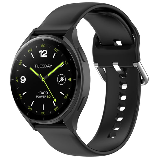 For Xiaomi Watch 2 Solid Color Metal Silver Buckle Silicone Watch Band, Size: S(Black) - Watch Bands by PMC Jewellery | Online Shopping South Africa | PMC Jewellery