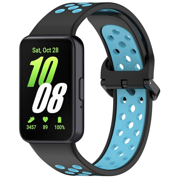 For Samsung Galaxy Fit 3 Two Color Breathable Silicone Watch Band(Black Blue) - Watch Bands by PMC Jewellery | Online Shopping South Africa | PMC Jewellery