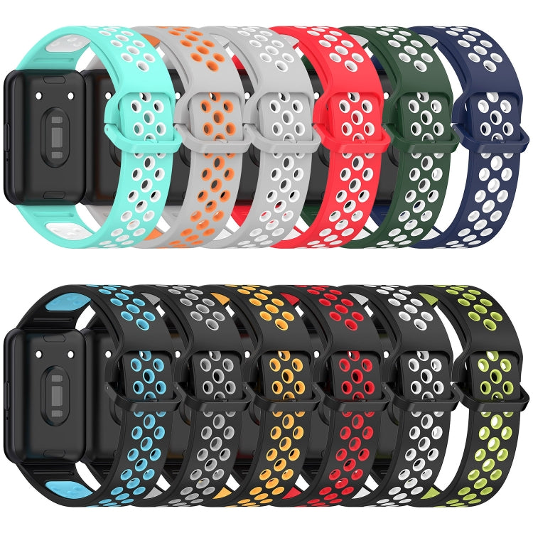 For Samsung Galaxy Fit 3 Two Color Breathable Silicone Watch Band(Black Lime) - Watch Bands by PMC TechLife | Online Shopping South Africa | PMC TechLife
