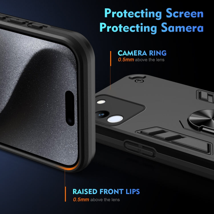 For vivo V29e 5G Shockproof Metal Ring Holder Phone Case(Black) - free shipping - PMC TechLife - Order now!