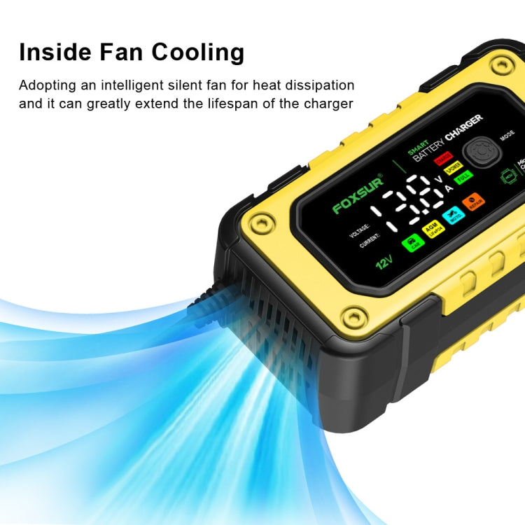FOXSUR 7A 12V Car / Motorcycle Smart Battery Charger, Plug Type:EU Plug(Yellow) - free shipping - PMC TechLife - Order now!