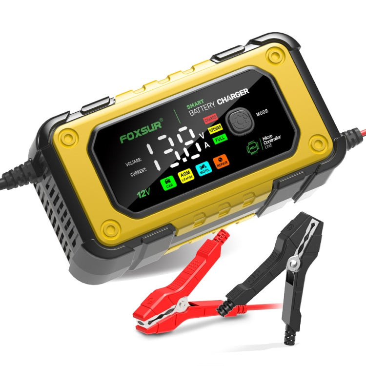 FOXSUR 7A 12V Car / Motorcycle Smart Battery Charger, Plug Type:US Plug(Yellow) - Battery Charger by FOXSUR | Online Shopping South Africa | PMC Jewellery | Buy Now Pay Later Mobicred