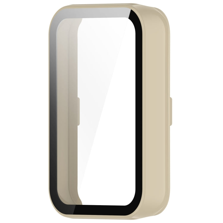 For Honor Band 9 PC + Tempered Film Integrated Watch Protective Case(Ivory White) - Watch Cases by PMC TechLife | Online Shopping South Africa | PMC TechLife