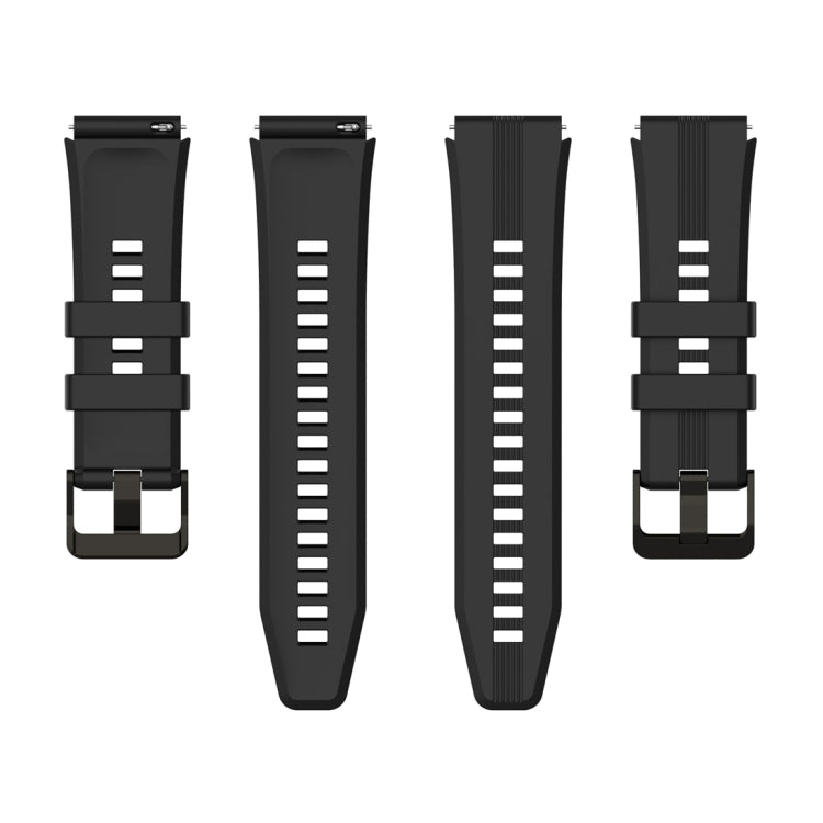 For Honor Watch GS 4 Striped Stainless Steel Buckle Silicone Watch Band(Black) - Watch Bands by PMC Jewellery | Online Shopping South Africa | PMC Jewellery