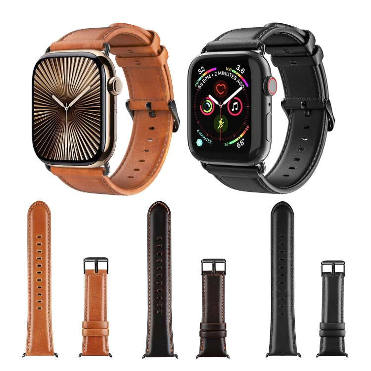 For Apple Watch SE 44mm DUX DUCIS Business Genuine Leather Watch Strap(Coffee) - free shipping - PMC TechLife - Order now!