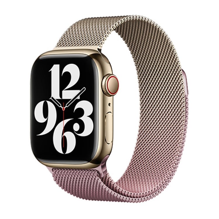 For Apple Watch SE 2022 44mm Milan Gradient Loop Magnetic Buckle Watch Band(Gold Light Pink) - Watch Bands by PMC Jewellery | Online Shopping South Africa | PMC Jewellery