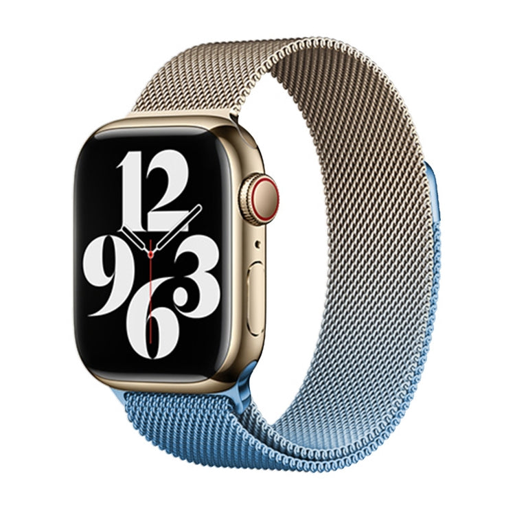 For Apple Watch Series 7 41mm Milan Gradient Loop Magnetic Buckle Watch Band(Gold Blue) - Watch Bands by PMC Jewellery | Online Shopping South Africa | PMC Jewellery