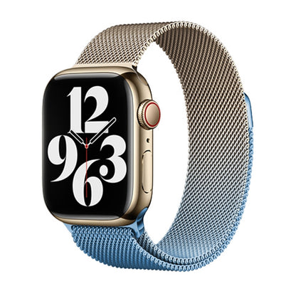 For Apple Watch Series 7 45mm Milan Gradient Loop Magnetic Buckle Watch Band(Gold Blue) - Watch Bands by PMC Jewellery | Online Shopping South Africa | PMC Jewellery