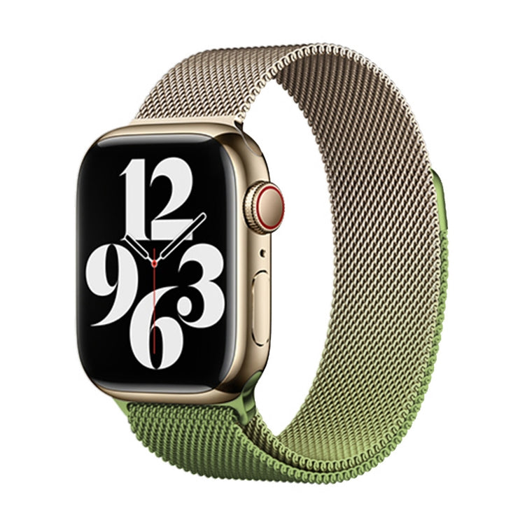 For Apple Watch Series 5 44mm Milan Gradient Loop Magnetic Buckle Watch Band(Gold Green) - Watch Bands by PMC Jewellery | Online Shopping South Africa | PMC Jewellery