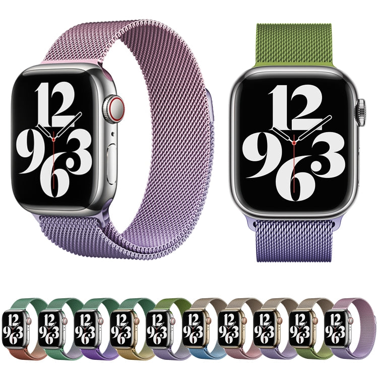 For Apple Watch Series 3 42mm Milan Gradient Loop Magnetic Buckle Watch Band(Gold Green) - Watch Bands by PMC Jewellery | Online Shopping South Africa | PMC Jewellery