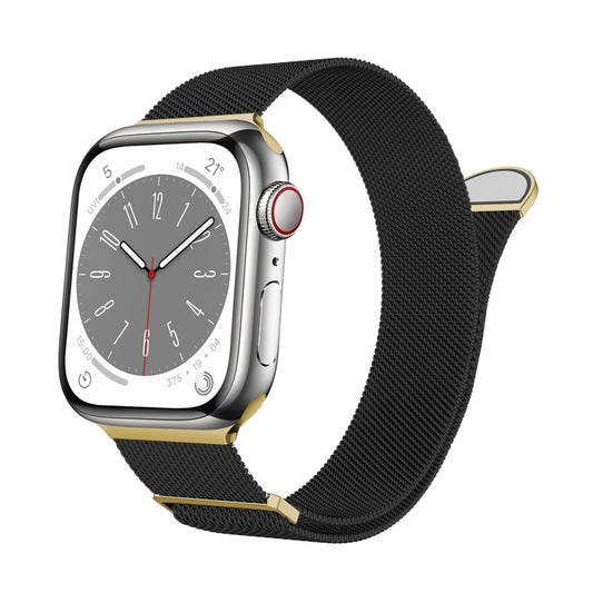 For Apple Watch Series 9 45mm Two Color Milanese Loop Magnetic Watch Band(Black Gold) - Watch Bands by PMC Jewellery | Online Shopping South Africa | PMC Jewellery