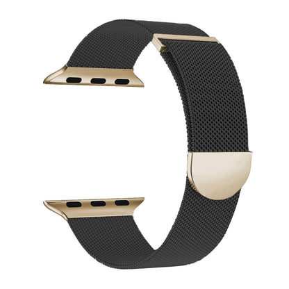 For Apple Watch Series 9 41mm Two Color Milanese Loop Magnetic Watch Band(Black Gold) - Watch Bands by PMC Jewellery | Online Shopping South Africa | PMC Jewellery