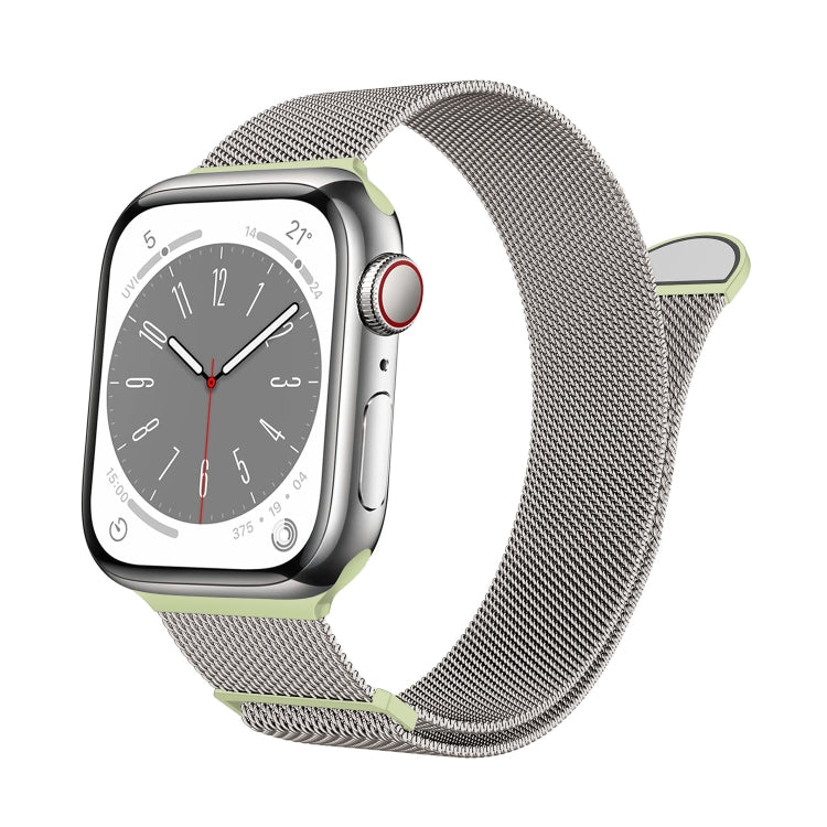 For Apple Watch Series 4 40mm Two Color Milanese Loop Magnetic Watch Band(Starlight Green) - Watch Bands by PMC Jewellery | Online Shopping South Africa | PMC Jewellery