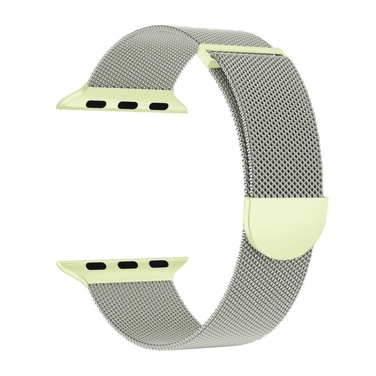 For Apple Watch Series 2 42mm Two Color Milanese Loop Magnetic Watch Band(Starlight Green) - Watch Bands by PMC Jewellery | Online Shopping South Africa | PMC Jewellery