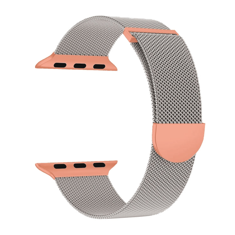 For Apple Watch Series 2 38mm Two Color Milanese Loop Magnetic Watch Band(Starlight Orange) - Watch Bands by PMC Jewellery | Online Shopping South Africa | PMC Jewellery