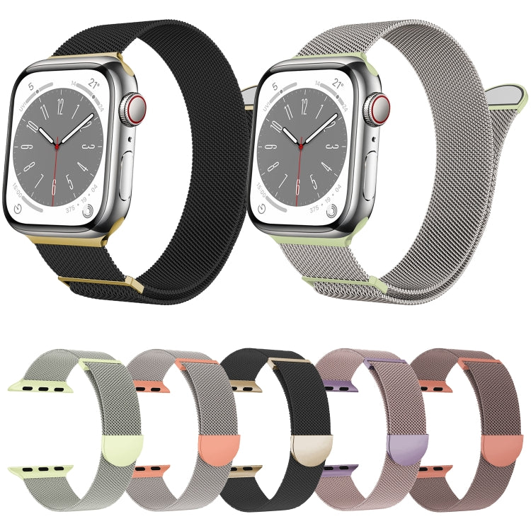 For Apple Watch SE 2022 40mm Two Color Milanese Loop Magnetic Watch Band(Black Gold) - Watch Bands by PMC Jewellery | Online Shopping South Africa | PMC Jewellery