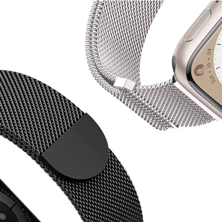 For Apple Watch Series 4 44mm Two Color Milanese Loop Magnetic Watch Band(Black Gold) - Watch Bands by PMC Jewellery | Online Shopping South Africa | PMC Jewellery