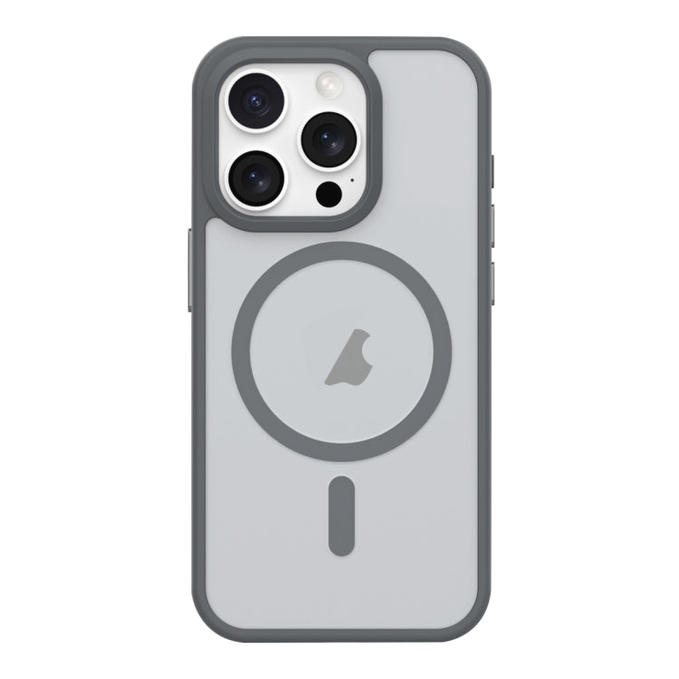For iPhone 15 Pro Max Metal Button Skin Feel Matte MagSafe Shockproof Phone Case(Grey) - iPhone 15 Pro Max Cases by PMC TechLife | Online Shopping South Africa | PMC TechLife