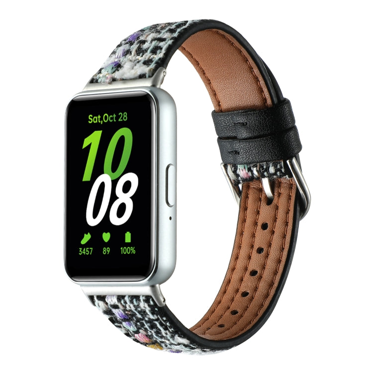 For Samsung Galaxy Fit 3 Woolen Leather Watch Band(Black) - Watch Bands by PMC TechLife | Online Shopping South Africa | PMC TechLife | Buy Now Pay Later Mobicred