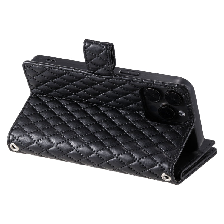 For iPhone 16 Pro Max Glitter Lattice Zipper Wallet Leather Phone Case(Black) - iPhone 16 Pro Max Cases by PMC TechLife | Online Shopping South Africa | PMC TechLife | Buy Now Pay Later Mobicred