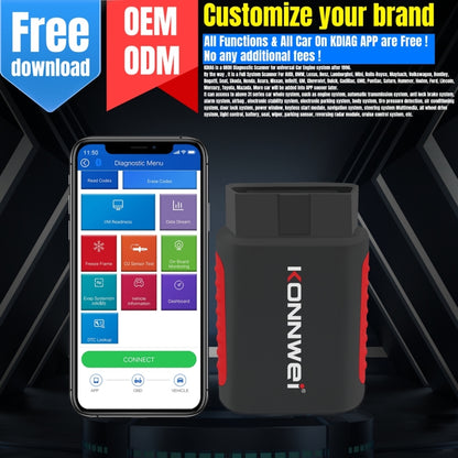 KONNWEI K DIAG Car OBDII Full System Diagnostic Scanner(Black Red) - Code Readers & Scan Tools by KONNWEI | Online Shopping South Africa | PMC Jewellery